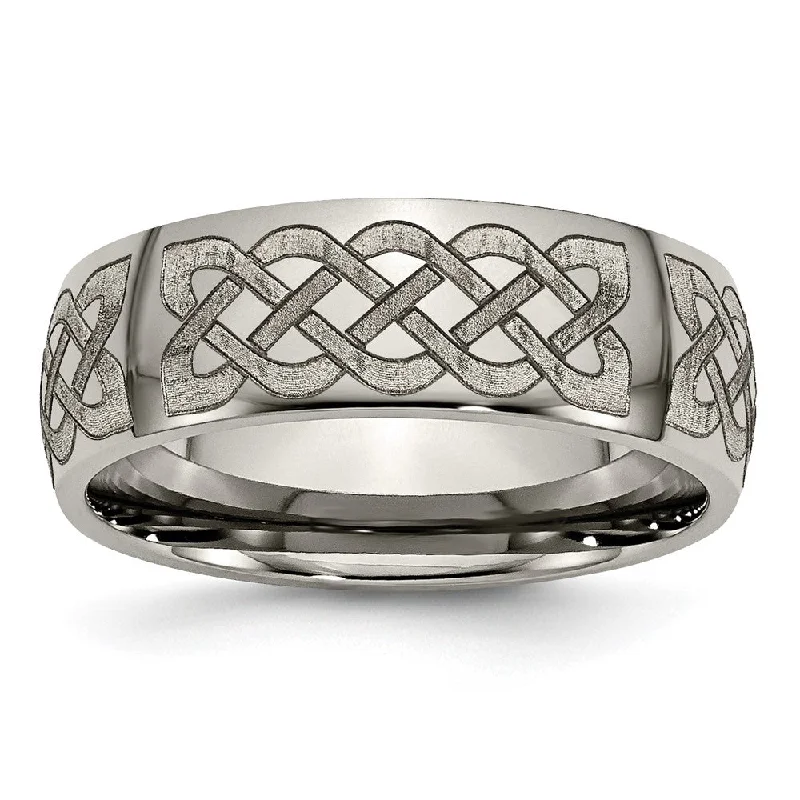 Fine Jewelry, Limited-Time Offers Available 8mm Titanium Celtic Etched & Polished Domed Standard Fit Band Fine Jewelry, Limited-Time Offers Available 8mm Titanium Celtic Etched & Polished Domed Standard Fit Band