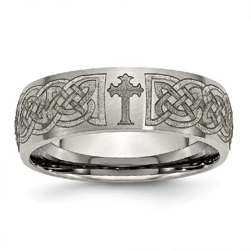 Celebrate With Sparkle – Jewelry Sale Now Live 8mm Titanium Etched & Brushed Celtic Cross Domed Standard Fit Band Celebrate With Sparkle – Jewelry Sale Now Live 8mm Titanium Etched & Brushed Celtic Cross Domed Standard Fit Band