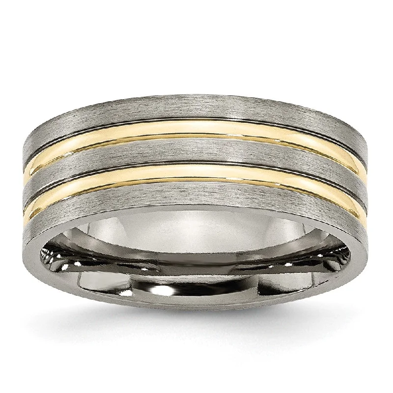 Jewelry Sale – Exclusive Styles At Lower Prices 8mm Titanium Gold Tone Plated Grooved Flat Standard Fit Band Jewelry Sale – Exclusive Styles At Lower Prices 8mm Titanium Gold Tone Plated Grooved Flat Standard Fit Band