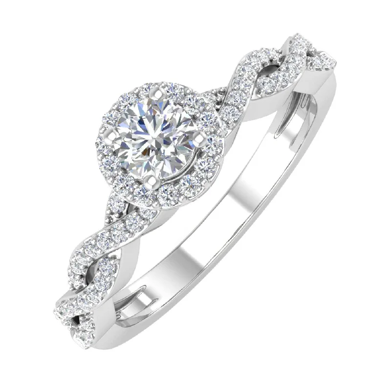 Luxury Jewelry At Unbeatable Discounts Gold Round Diamond Ladies Solitaire Swirl Halo Engagement Ring (0.40 Carat) Luxury Jewelry At Unbeatable Discounts Gold Round Diamond Ladies Solitaire Swirl Halo Engagement Ring (0.40 Carat)