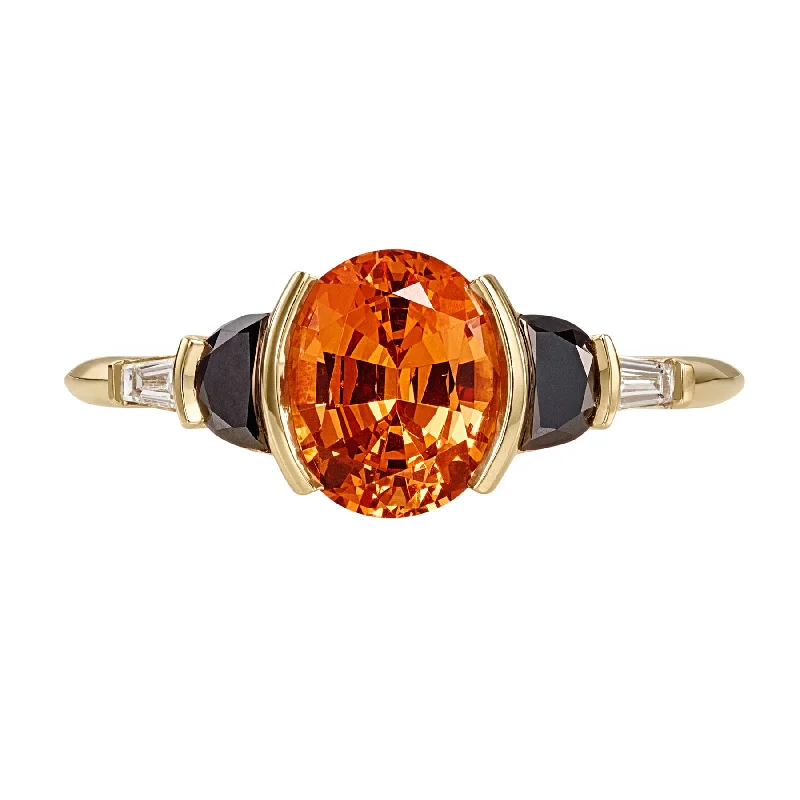 Exclusive Jewelry Discounts – Shop Now For Savings Jupiter Orange Spessartite Garnet & Black Diamond Engagement Ring