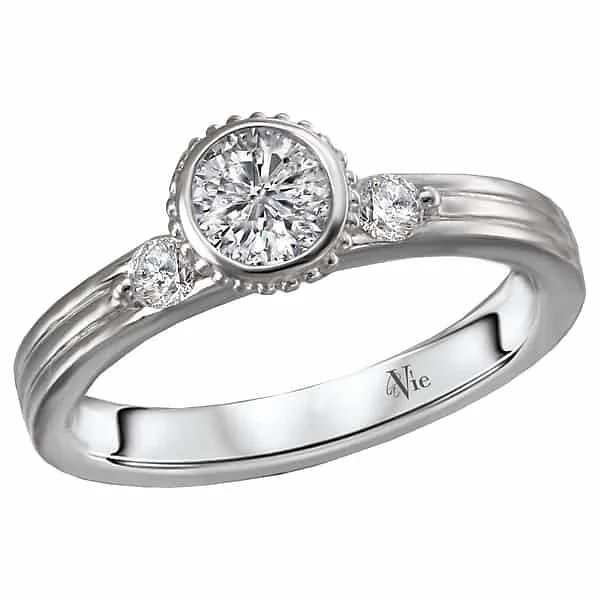 Discounted Luxury Jewelry – Shine Without The Splurge La Vie Bezel Set Engagement Ring with Beaded Detail