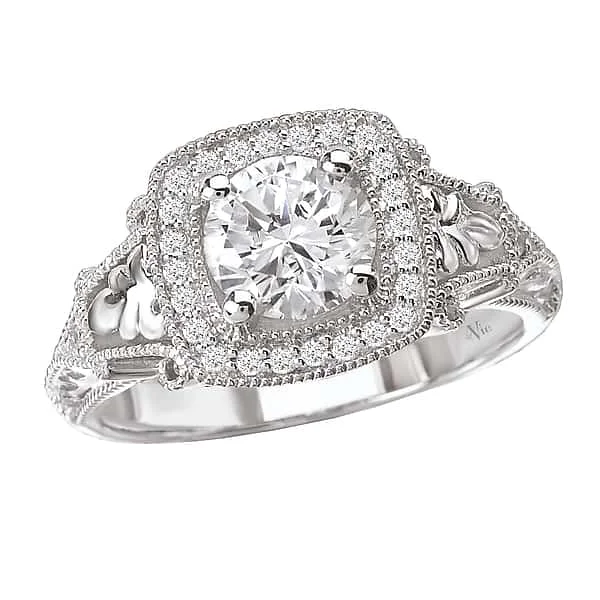 Trending Jewelry Now Available At Exclusive Prices La Vie Halo with Floral Detail Engagement Ring