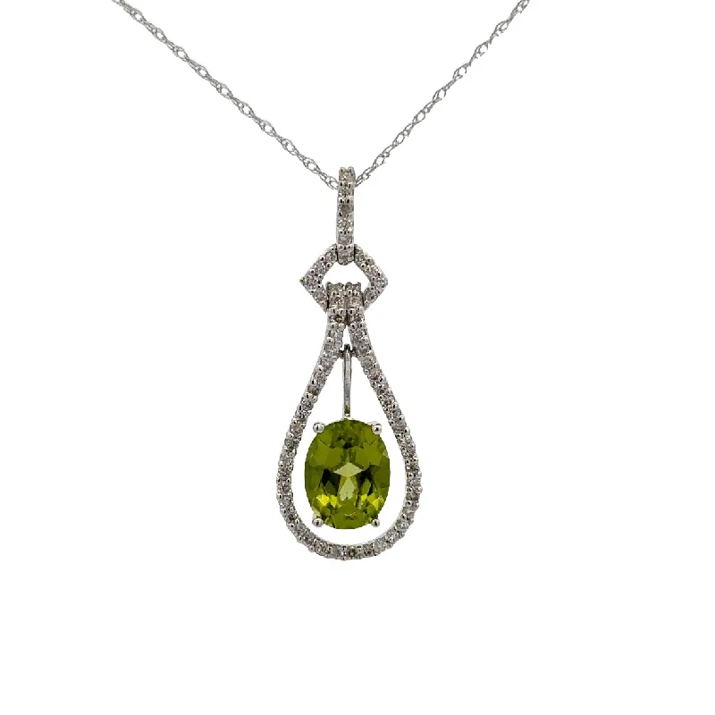 Big Savings On Your Favorite Jewelry Pieces Peridot and Diamond Pendant in White Gold Big Savings On Your Favorite Jewelry Pieces Peridot and Diamond Pendant in White Gold