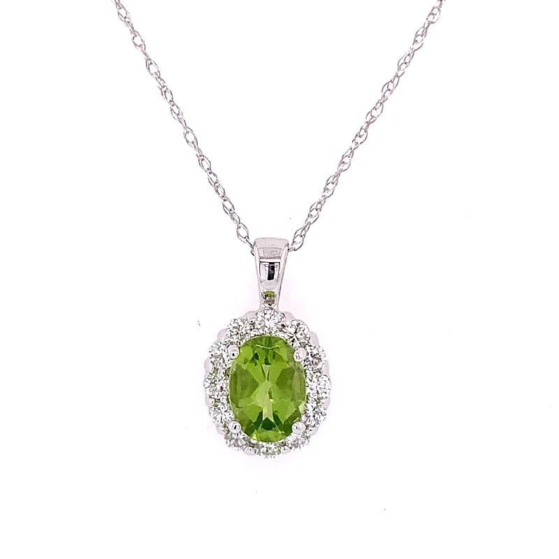 Luxury Handcrafted Jewelry For Elegant Looks Peridot and Diamond Pendant in White Gold