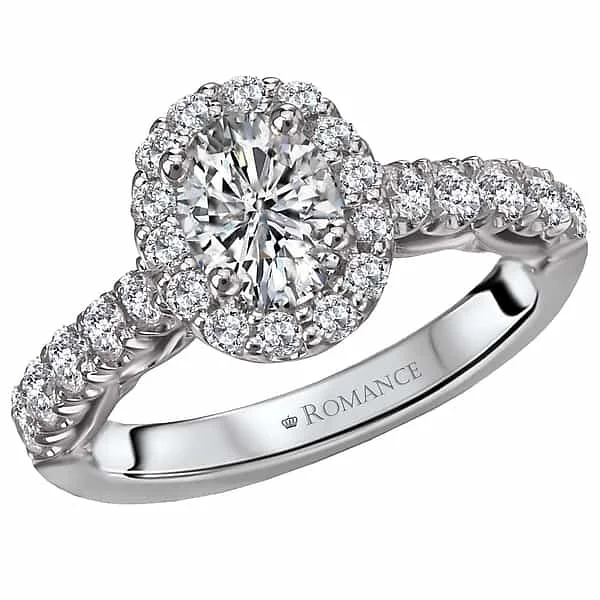 Romance Oval Diamond Halo Engagement Ring