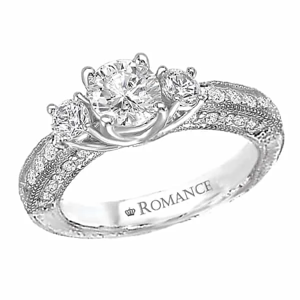 Romance Three Stone Trellis Diamond Accent Engagement Ring