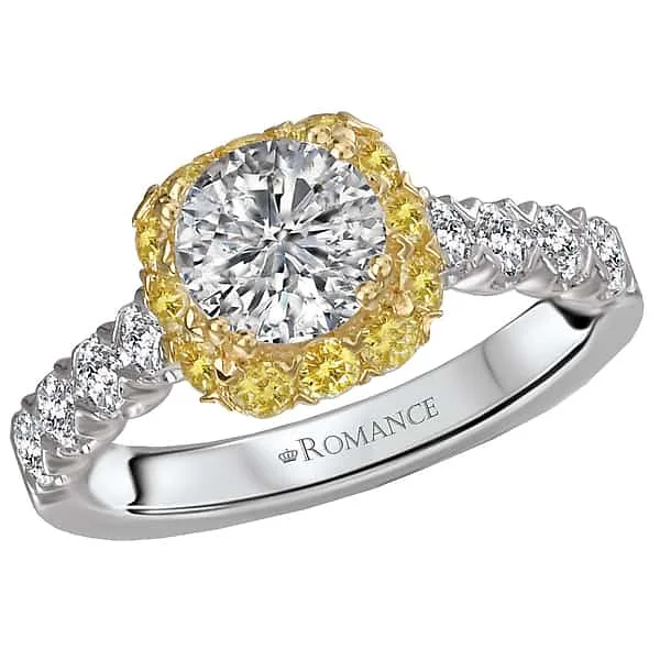 Romance Yellow Diamond Halo Engagement Ring