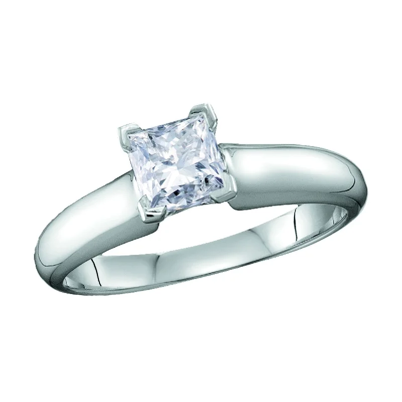Don't Miss Out – Shop Elegant Jewelry For Less Signature Certificate 1/3 CTW Princess Cut Diamond Solitaire Engagement Ring in 14KT White Gold Don't Miss Out – Shop Elegant Jewelry For Less Signature Certificate 1/3 CTW Princess Cut Diamond Solitaire Engagement Ring in 14KT White Gold