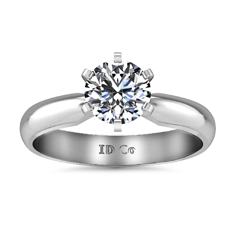 Waterproof Stainless Steel Jewelry For Lasting Beauty Solitaire Engagement Ring Wide Classic 6 Prong 14K White Gold Waterproof Stainless Steel Jewelry For Lasting Beauty Solitaire Engagement Ring Wide Classic 6 Prong 14K White Gold