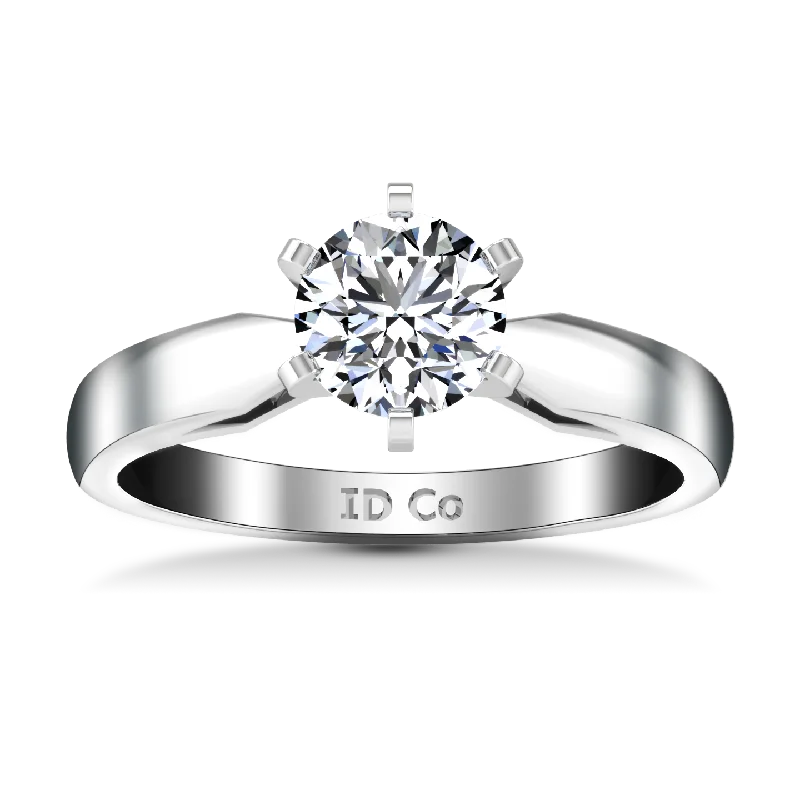 Shop Trending Jewelry With Exclusive Savings Solitaire Engagement Ring Wide Tappered 14K White Gold Shop Trending Jewelry With Exclusive Savings Solitaire Engagement Ring Wide Tappered 14K White Gold
