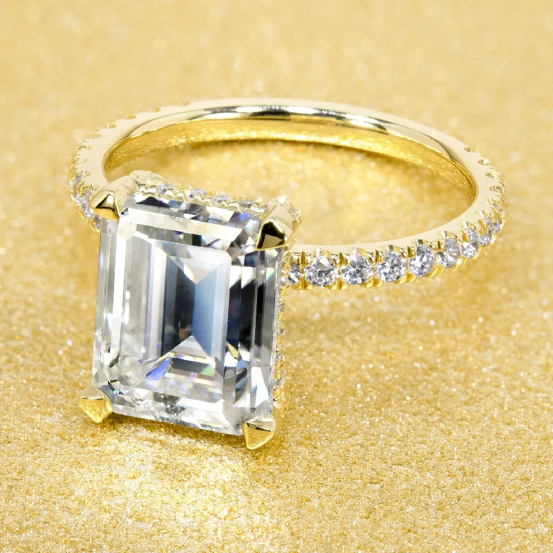 The Selina, 3.5ct Emerald-cut Hidden Wrap Halo Ring