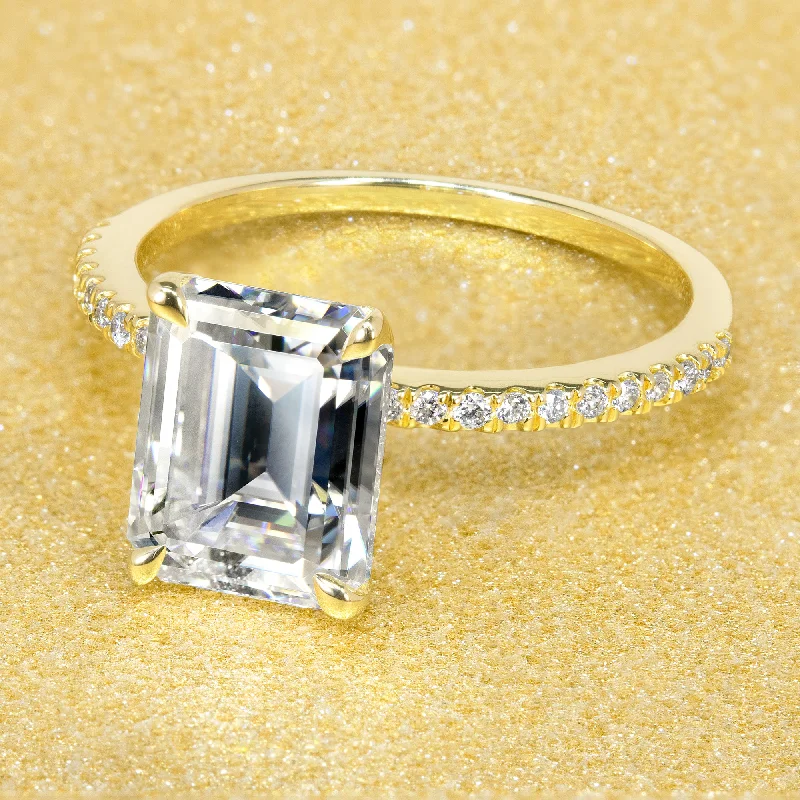 Affordable Gold-Plated Jewelry For Modern Fashion The Seren, 2.5ct Emerald-cut Minimalistic Slim Ring Affordable Gold-Plated Jewelry For Modern Fashion The Seren, 2.5ct Emerald-cut Minimalistic Slim Ring