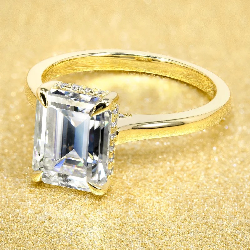 The Sofia, 2.5ct Emerald-cut Cathedral Hidden Halo Ring