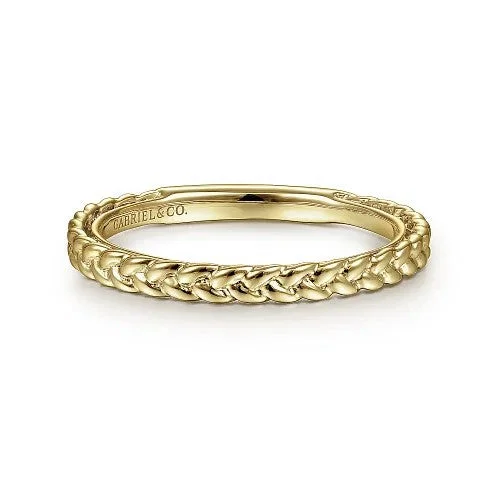 14K Yellow Gold Braided Stackable Ring