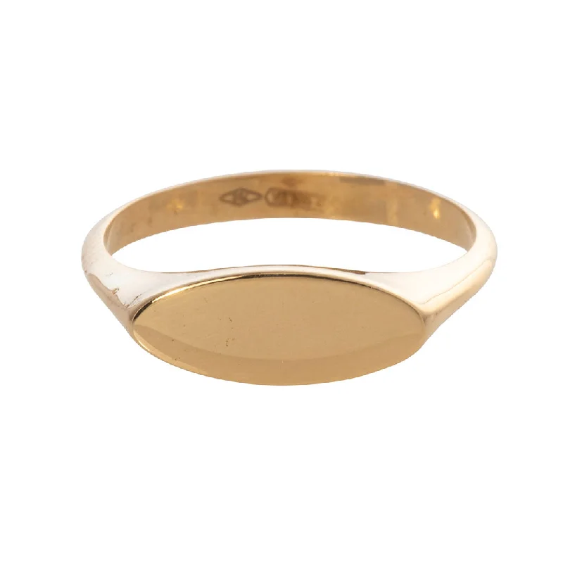 Get The Sparkle You Love At Prices You Adore 18K Yellow Gold Elongated Oval Signet Ring