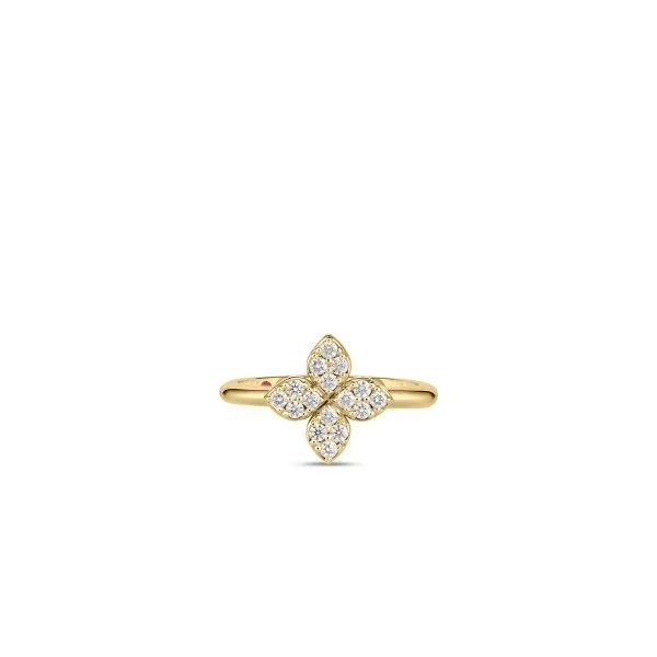 18K YELLOW GOLD LOVE IN VERONA MEDIUM PAVE DIAMOND FLOWER RING