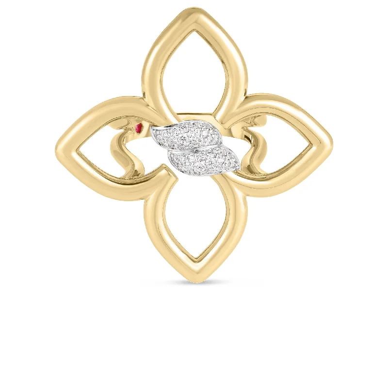 18K YELLOW/WHITE GOLD CIALOMA MEDIUM DIAMOND FLOWER RING