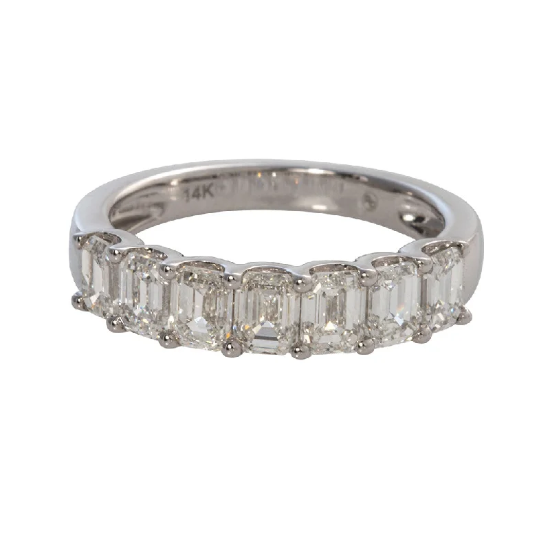 Celebrate Every Occasion With Sparkling Savings 2.10ctw Emerald-Cut Diamond 7-Stone 14K White Gold Band