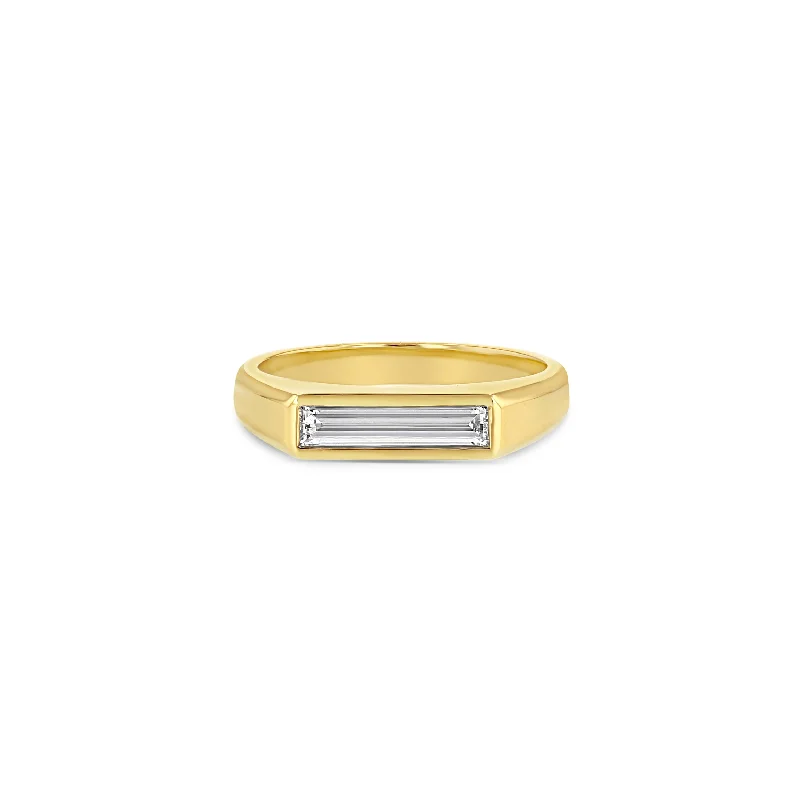 Diamond Baguette Signet Ring - Large