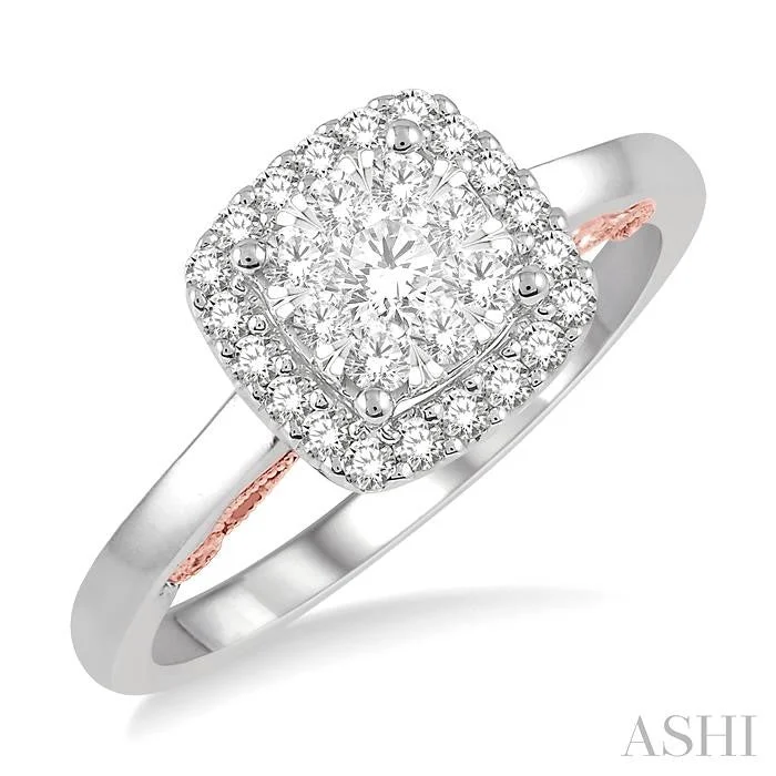 Trendy Minimalist Jewelry For Everyday Wear CUSHION SHAPE HALO LOVEBRIGHT ESSENTIAL DIAMOND RING