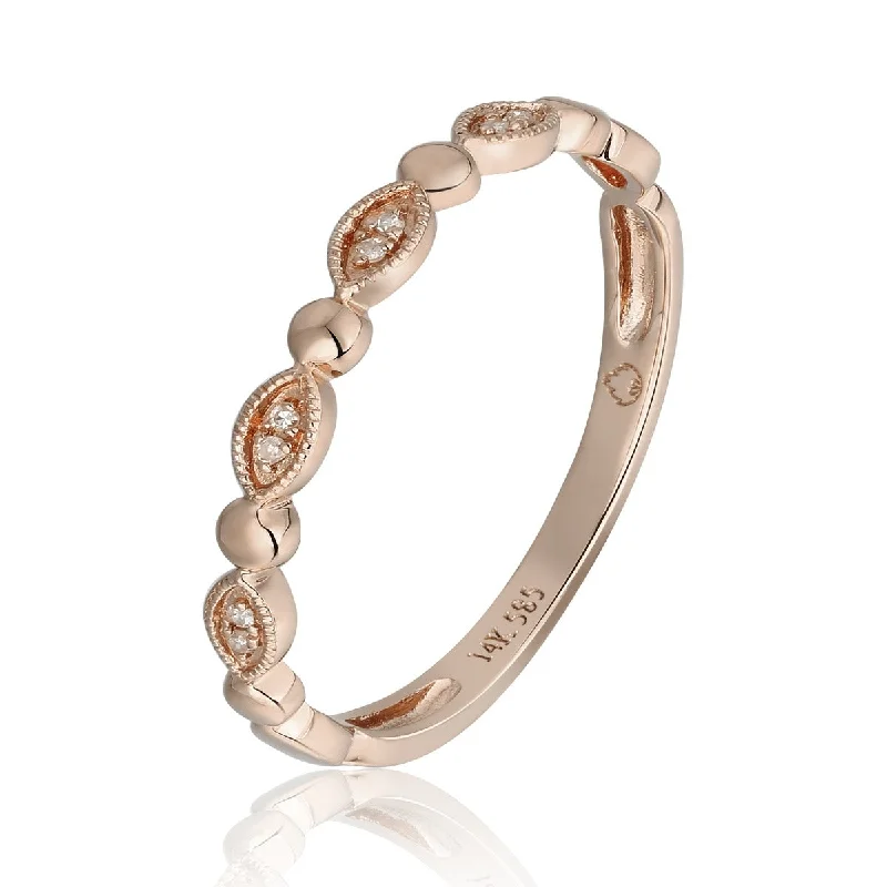 Affordable Gold-Plated Jewelry For Modern Fashion Diamond 14K Rose Gold Stackable Band