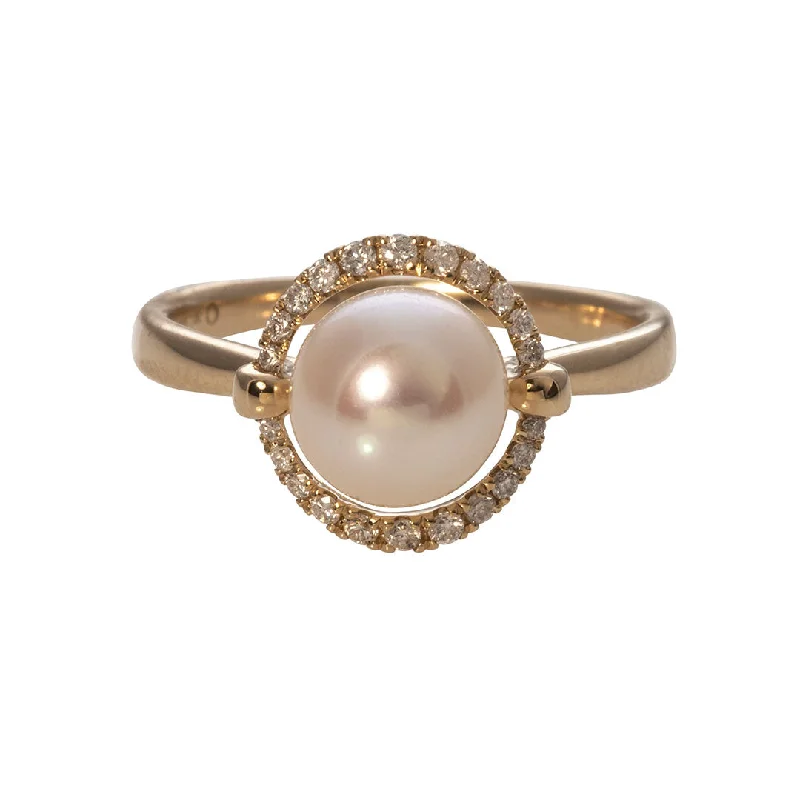 Seasonal Jewelry Deals – Elevate Your Style Freshwater Pearl & Diamond Halo 14K Gold Ring