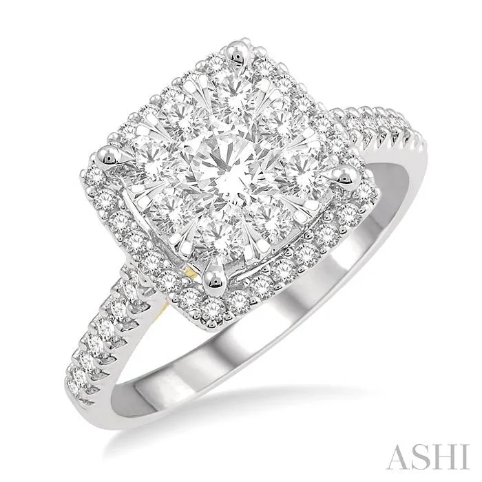 Affordable Gold-Plated Jewelry For Modern Fashion CUSHION SHAPE HALO LOVEBRIGHT ESSENTIAL DIAMOND ENGAGEMENT RING