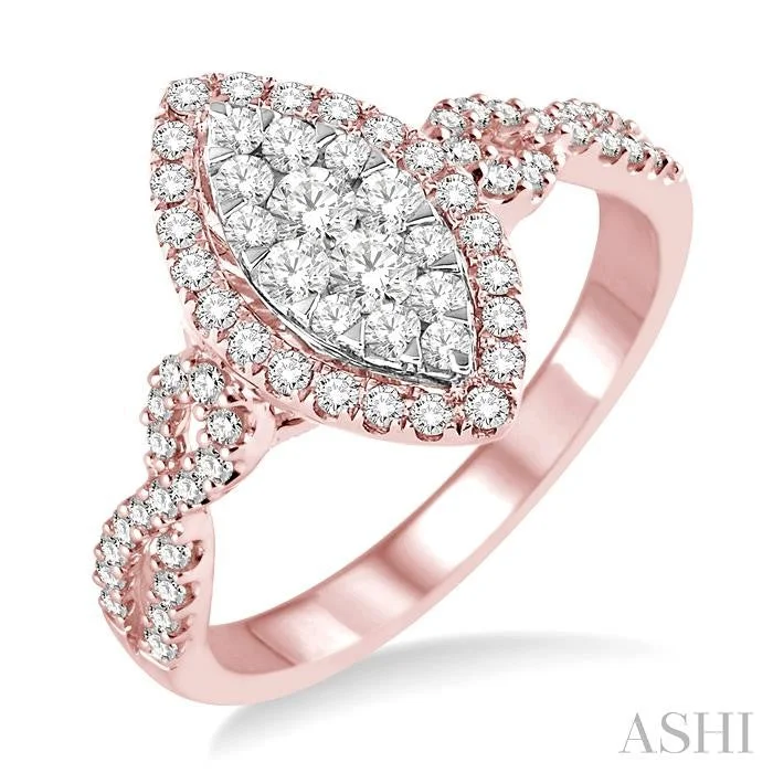 Shop Stylish Jewelry Now And Save Big MARQUISE SHAPE HALO LOVEBRIGHT DIAMOND ENGAGEMENT RING