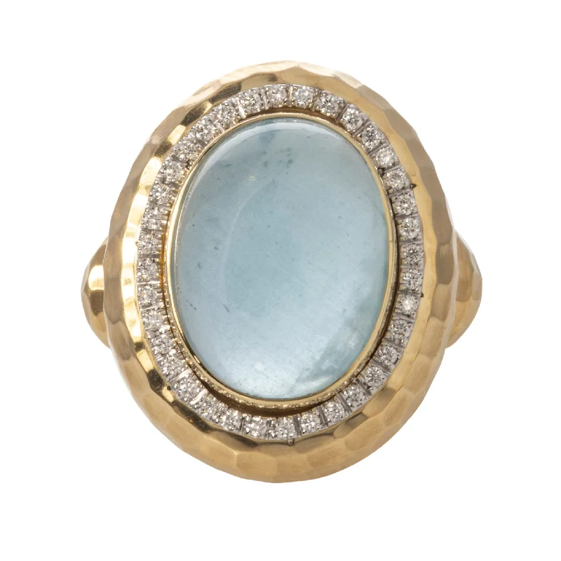 Luxury Meets Affordability – Jewelry Sale Now Live Mazza Oval Cabochon Aquamarine & Diamond 14K Gold Ring