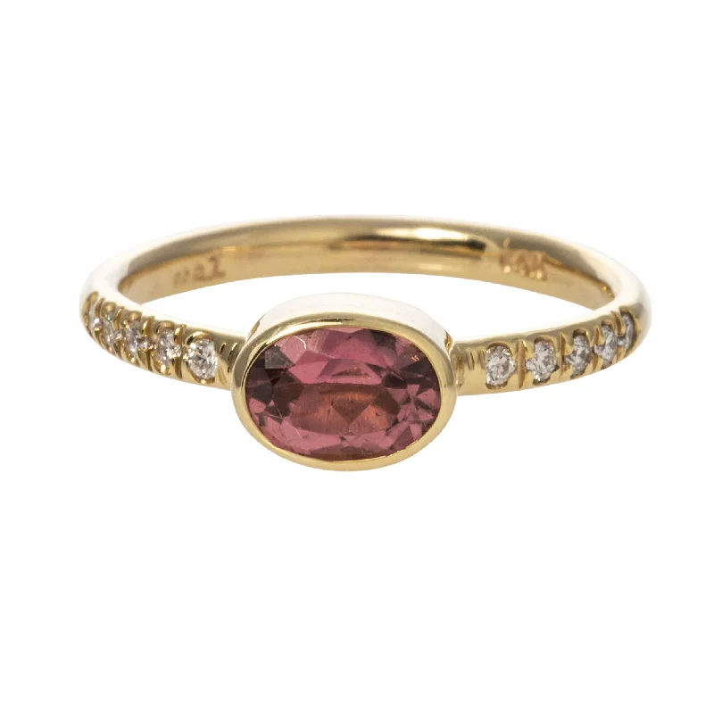 Buy More, Save More – Special Jewelry Discounts Mazza Oval Pink Tourmaline & Diamond 14K Yellow Gold Ring