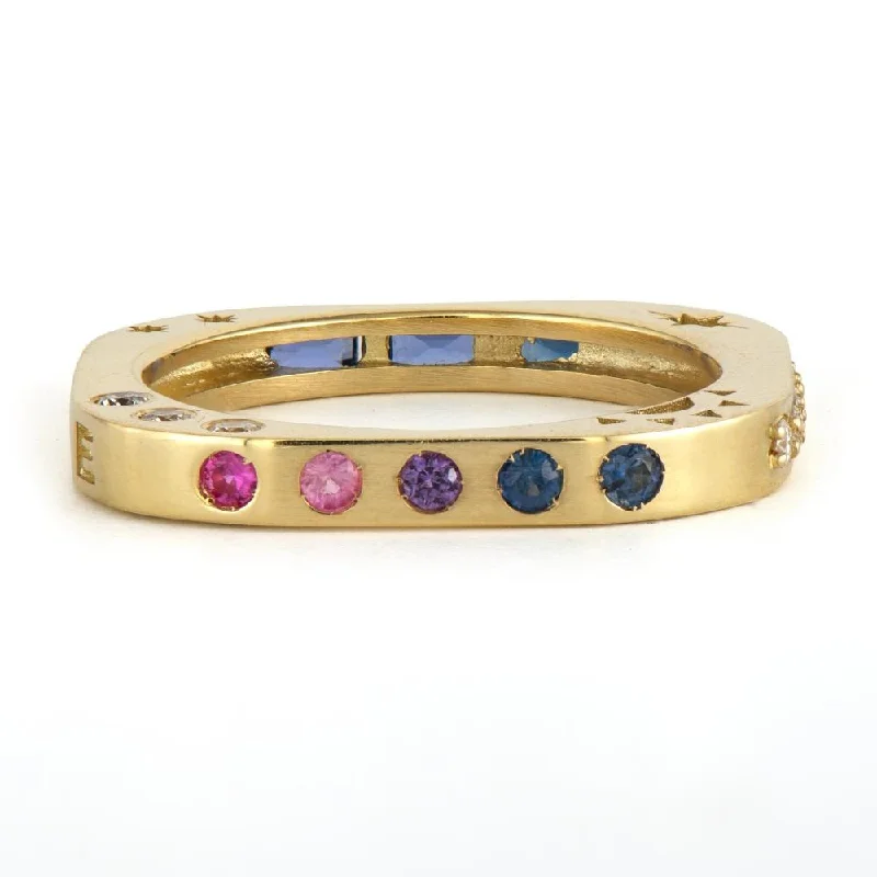 Bestselling Jewelry At Special Promotional Rates Multi-Stone Square Engraved Love 14K Gold Band
