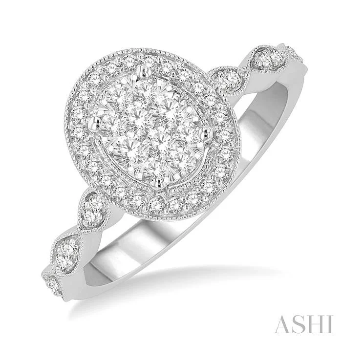 Clearance Sale On High-End Jewelry Collections OVAL SHAPE HALO LOVEBRIGHT DIAMOND ENGAGEMENT RING