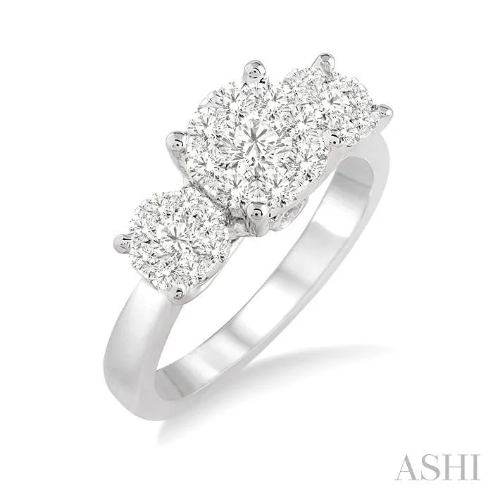 Fashion-Forward Jewelry At Incredible Prices ROUND SHAPE PAST PRESENT & FUTURE LOVEBRIGHT ESSENTIAL DIAMOND ENGAGEMENT RING