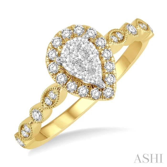 The Perfect Jewelry Piece At The Perfect Price PEAR SHAPE HALO LOVEBRIGHT DIAMOND ENGAGEMENT RING