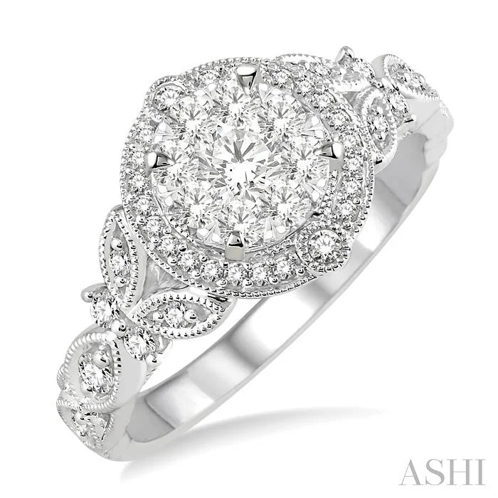 Elevate Your Outfit With Discounted Statement Jewelry ROUND SHAPE HALO LOVEBRIGHT DIAMOND ENGAGEMENT RING