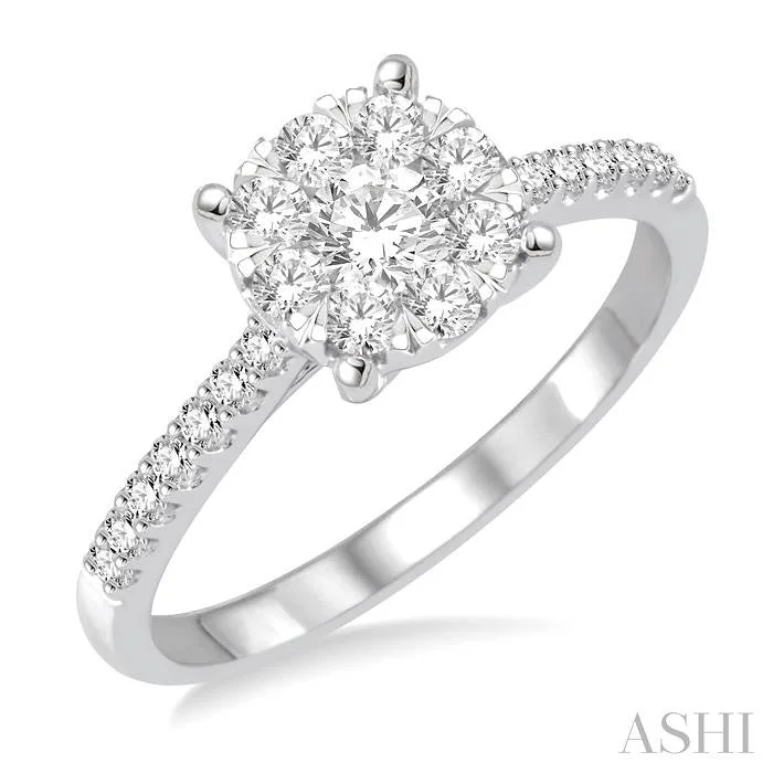 Versatile Layering Jewelry For Effortless Chic ROUND SHAPE LOVEBRIGHT ESSENTIAL DIAMOND ENGAGEMENT RING