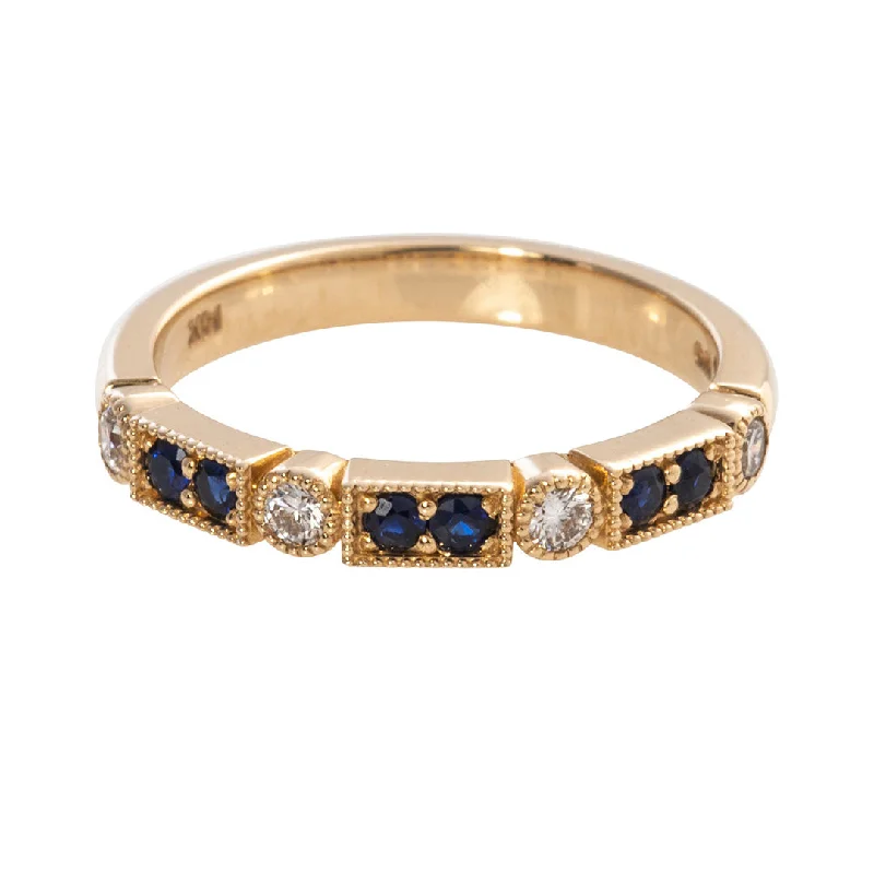 Everyday Jewelry Essentials Now On Sale Sapphire & Diamond 14K Yellow Gold Milgrain Band