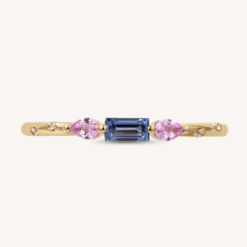 Huge Markdowns On Premium Jewelry Styles Starry Blue and Pink Sapphire Deco Ring