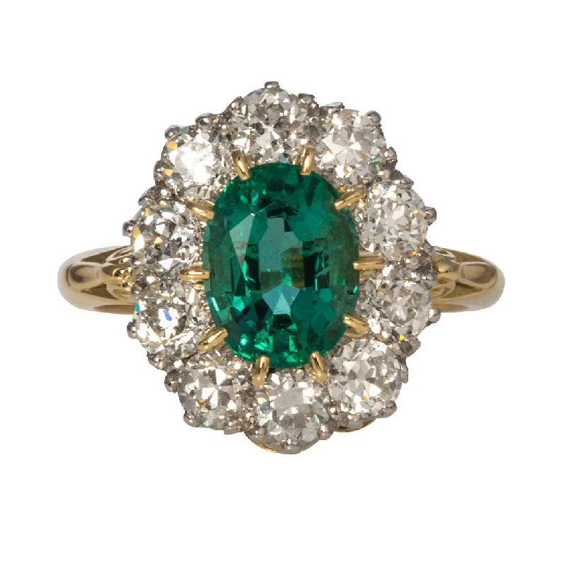 Once-A-Year Jewelry Sale – Grab Your Favorites Now Victorian Style 1.99ct Emerald & Diamond Cluster Engagement Ring