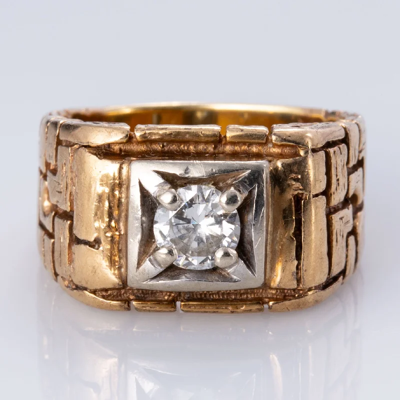 Luxury Handcrafted Jewelry For Elegant Looks 10K Yellow and White Gold 4-Prong Diamond Ring | 0.48 ct | SZ 6 |