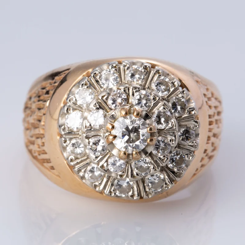 Customized Silver Jewelry For Unique Style 10K Yellow and White Gold Diamond Ring | 1.43 ctw | SZ 12 |