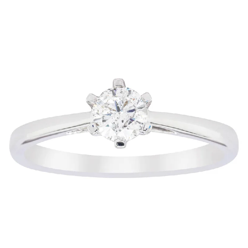 Beautiful Jewelry, Breathtaking Discounts – Hurry In 14ct White Gold .40ct Diamond Lunette Ring