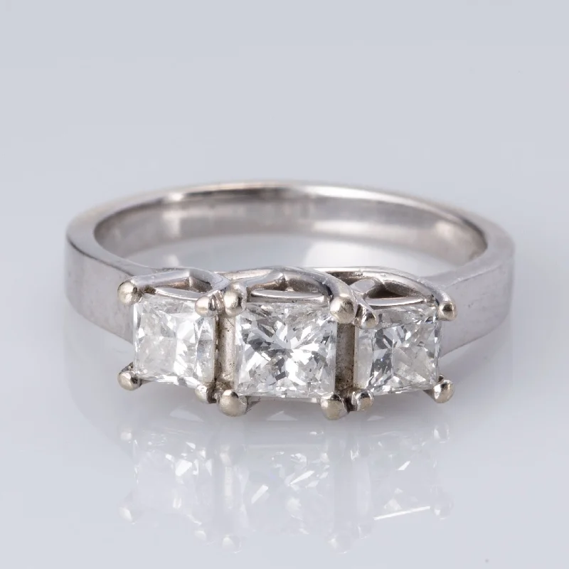 Modern Statement Jewelry For Bold Styling 14K White Gold Trio Diamond Ring | 0.92 ctw | SZ 5.5 |
