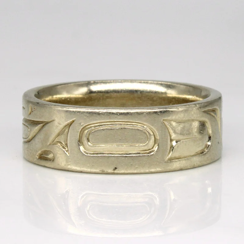 Shop Modern Jewelry Collections With Exclusive Discounts 14k White Gold Indigenous Art Ring | SZ 9 | Shop Modern Jewelry Collections With Exclusive Discounts 14k White Gold Indigenous Art Ring | SZ 9 |