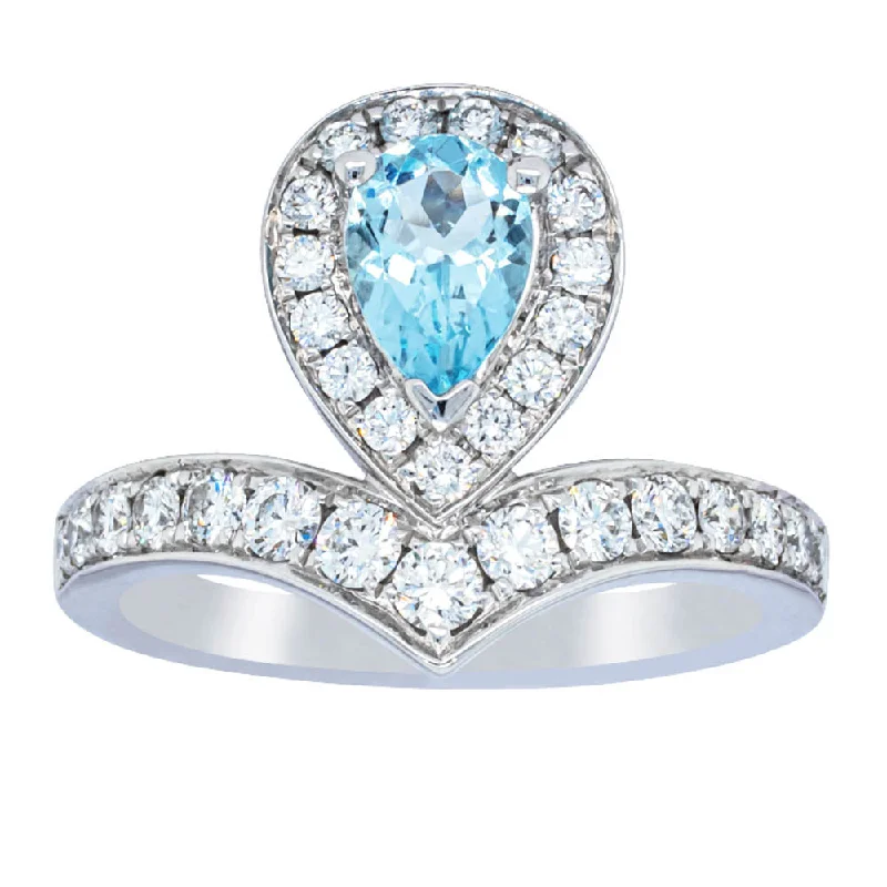 Shop Dazzling Rings, Earrings, And More At Special Discounts 18ct White Gold .56ct Aquamarine & Diamond Tiara Ring