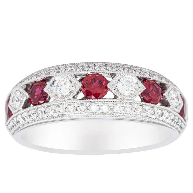 Jewelry Clearance Event – Stock Up Before It's Over 18ct White Gold Ruby & Diamond Cecelia Ring