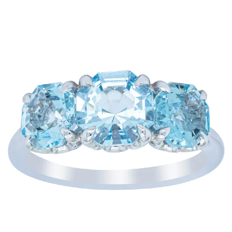 Breathtaking Jewelry, Breathtaking Prices 18ct White Gold Three Stone Aquamarine Octavia Ring Breathtaking Jewelry, Breathtaking Prices 18ct White Gold Three Stone Aquamarine Octavia Ring