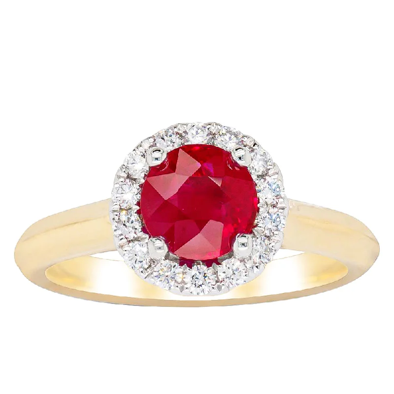 Trendy Minimalist Jewelry For Everyday Wear 18ct Yellow Gold 1.38ct Ruby & Diamond Eclipse Ring Trendy Minimalist Jewelry For Everyday Wear 18ct Yellow Gold 1.38ct Ruby & Diamond Eclipse Ring