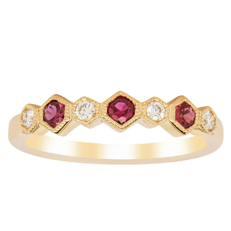 Holiday Jewelry Sale – Perfect Gifts At Great Prices 18ct Yellow Gold Ruby & Diamond Deco Band